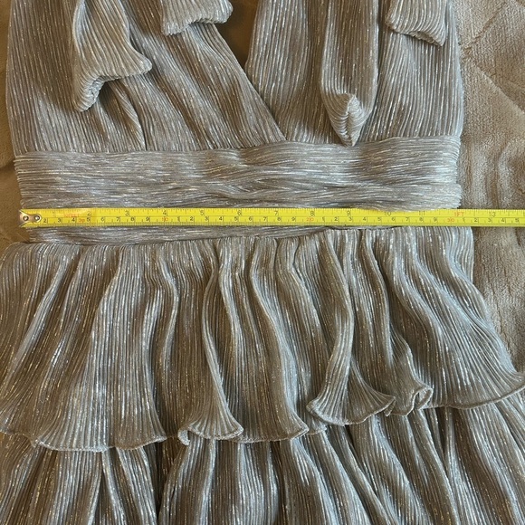 Mable Gold Sparkle Tie Strap Tiered Mini Dress - Picture 4 of 6